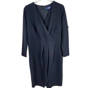 Rachel Rachel Roy Black Textured Long Sleeve Faux Wrap Career Dress NWT 22W